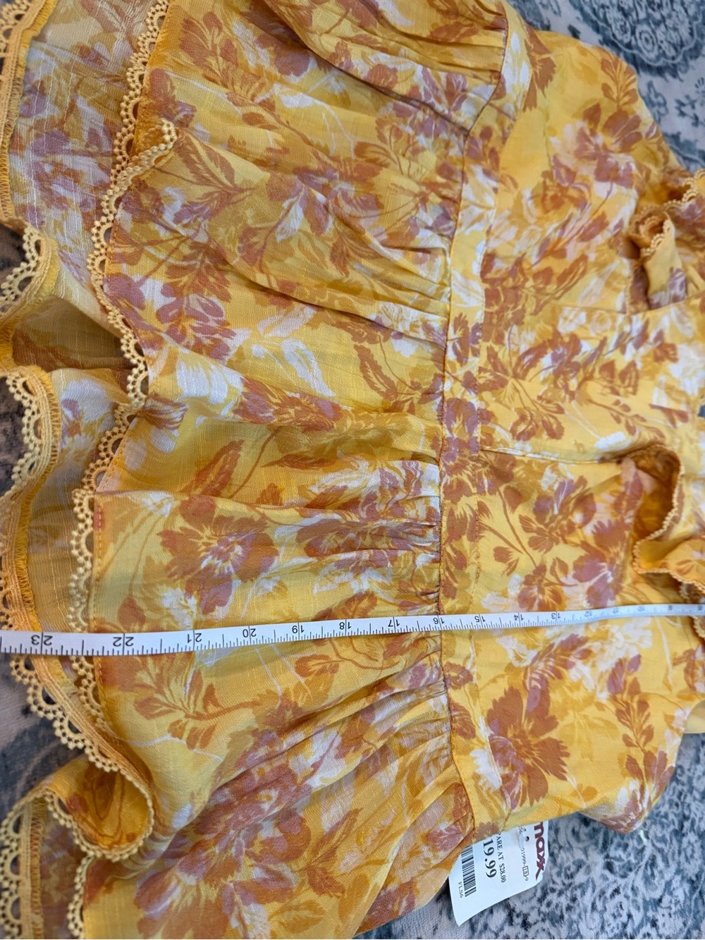 Nanette Lepore Yellow Floral Ruffle V-Neck Peplum Top - Picture 7 of 7